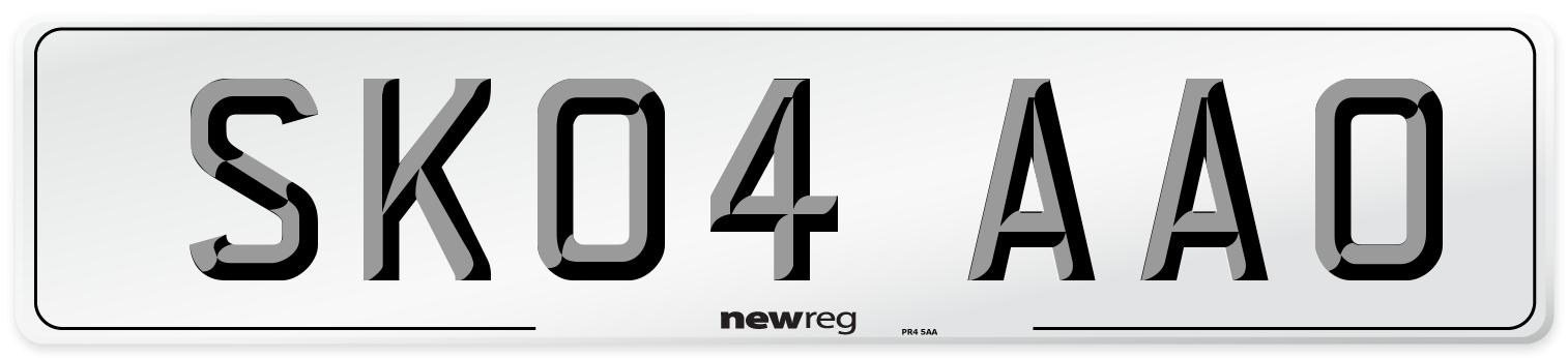 SK04 AAO Number Plate from New Reg